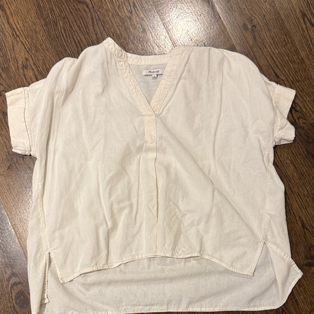 Madewell Ivory V-Neck Top